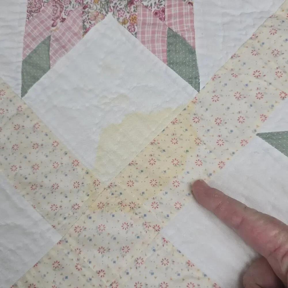 Vintage Lone Star Quilt Patchwork Coverlet 82x82" Cutter READ - Picture 10 of 12